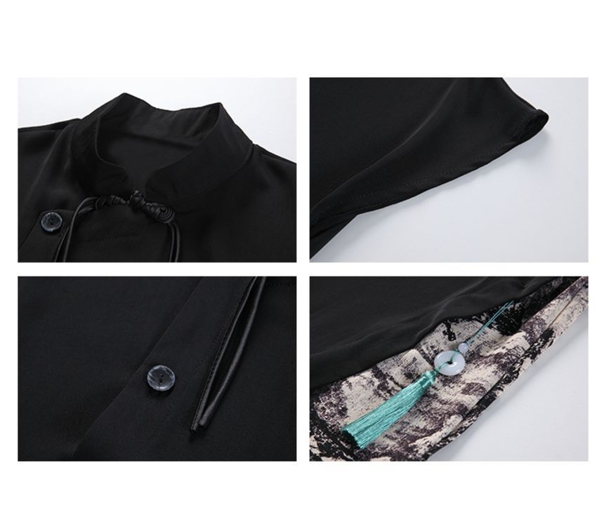 Sleeveless Print Panel Midi Dress aa9 MK Kawaii Store