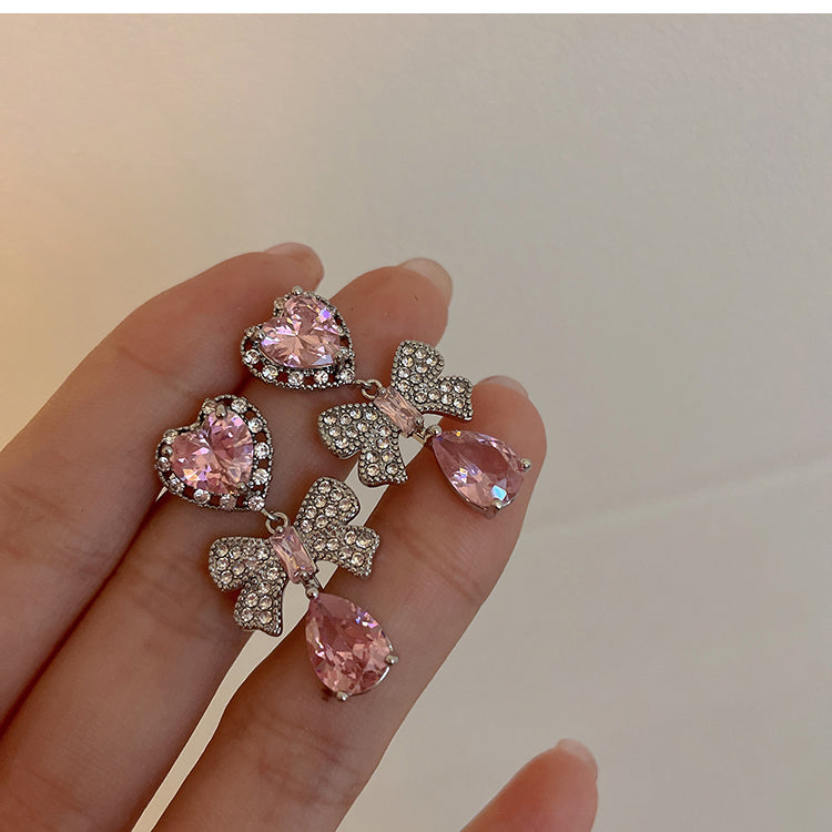 Pink Heart Diamond Earrings - Heartzcore Heartzcore