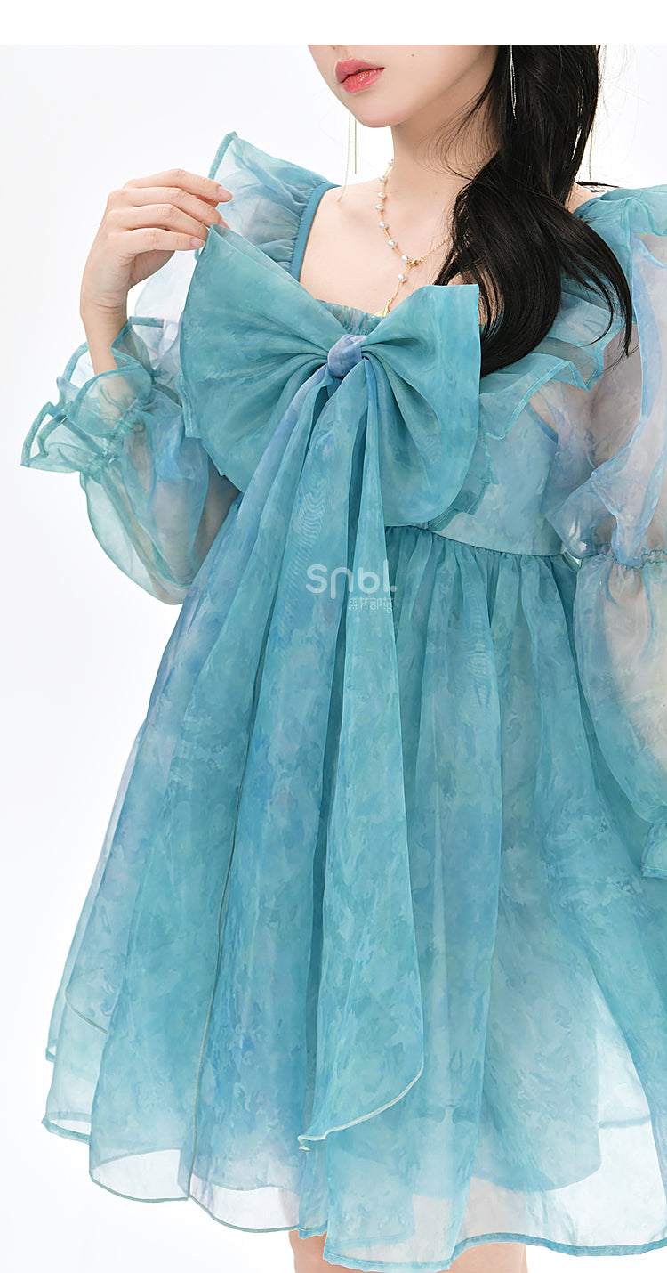 Cute Dreamy Girly Ocean Blue Ruffles Dress ON623 MK Kawaii Store