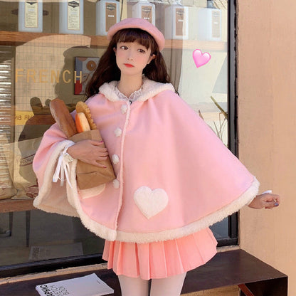 Kawaii Lolita Sweet Red Heart Cape MK Kawaii Store