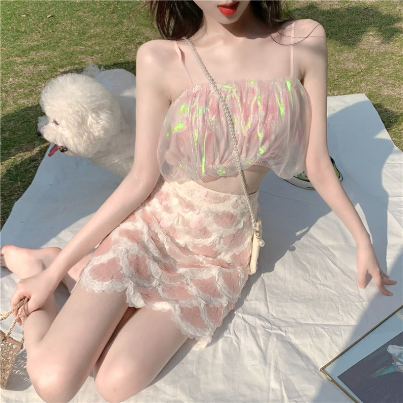 Mermaid Princess Sun-top Slip Skirt Suit