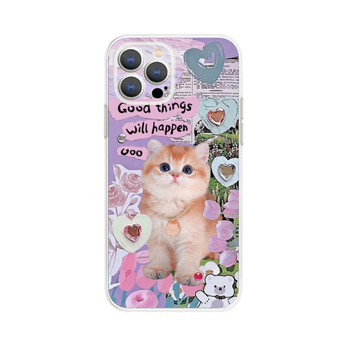 Cute Yawn Kitty Cat Gemstone Phone Case Susan