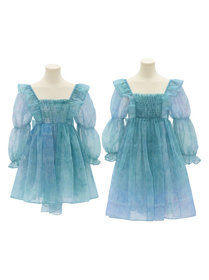 Cute Dreamy Girly Ocean Blue Ruffles Dress ON623 MK Kawaii Store