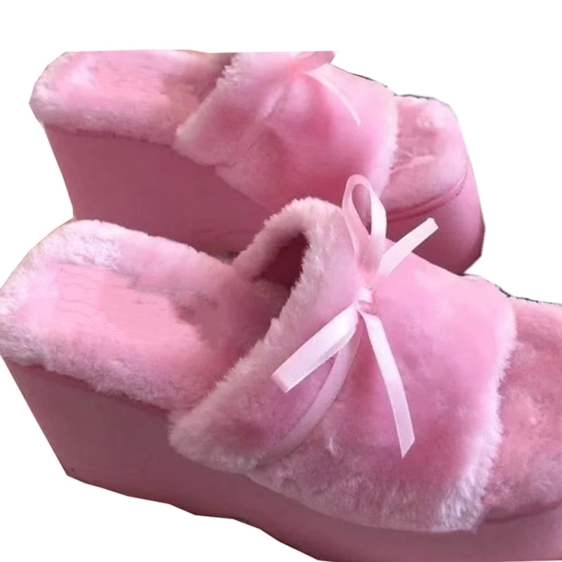 Pink Fluffy Sandals Ribbon Lace - Heartzcore Heartzcore