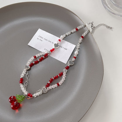 Glass Cherry Necklace  MK18880 Susan