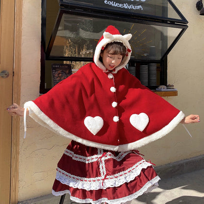 Kawaii Lolita Sweet Red Heart Cape MK Kawaii Store