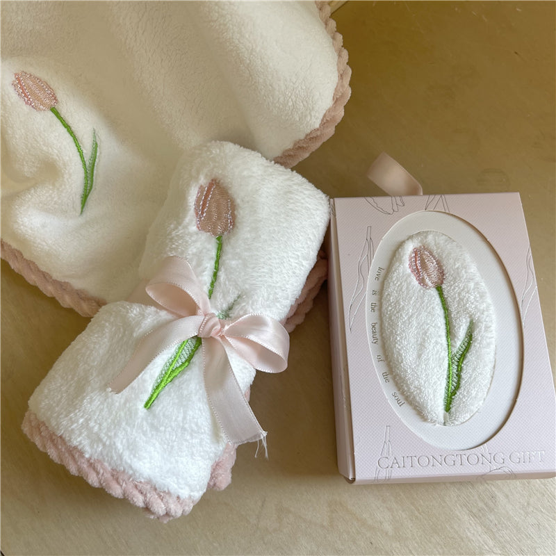 Tulip Embroidery Towel