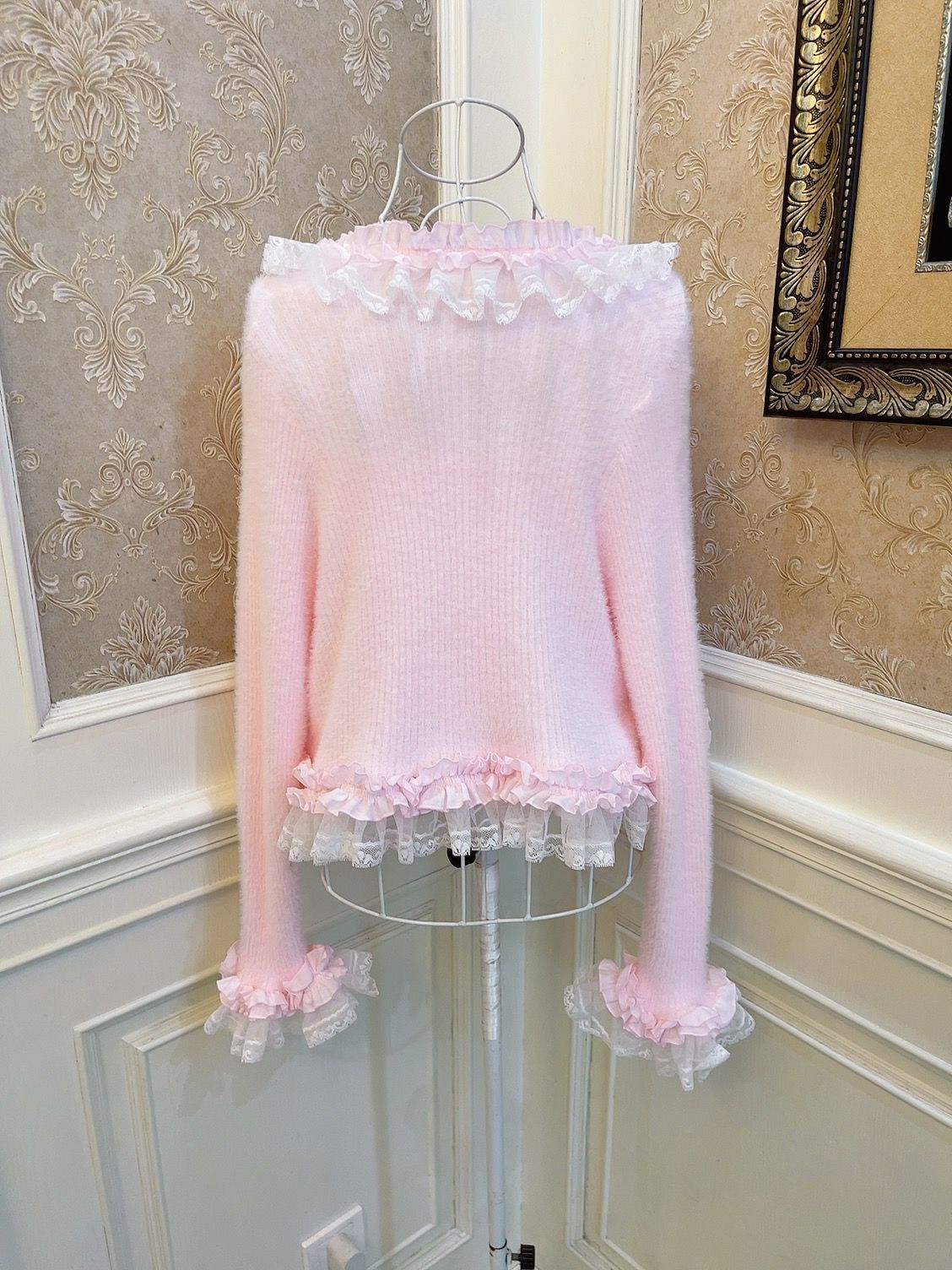 Pink Sweater Cardigan With Bow Short Sling Suit MK18732 Susan