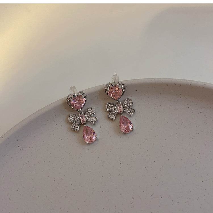 Pink Heart Diamond Earrings - Heartzcore