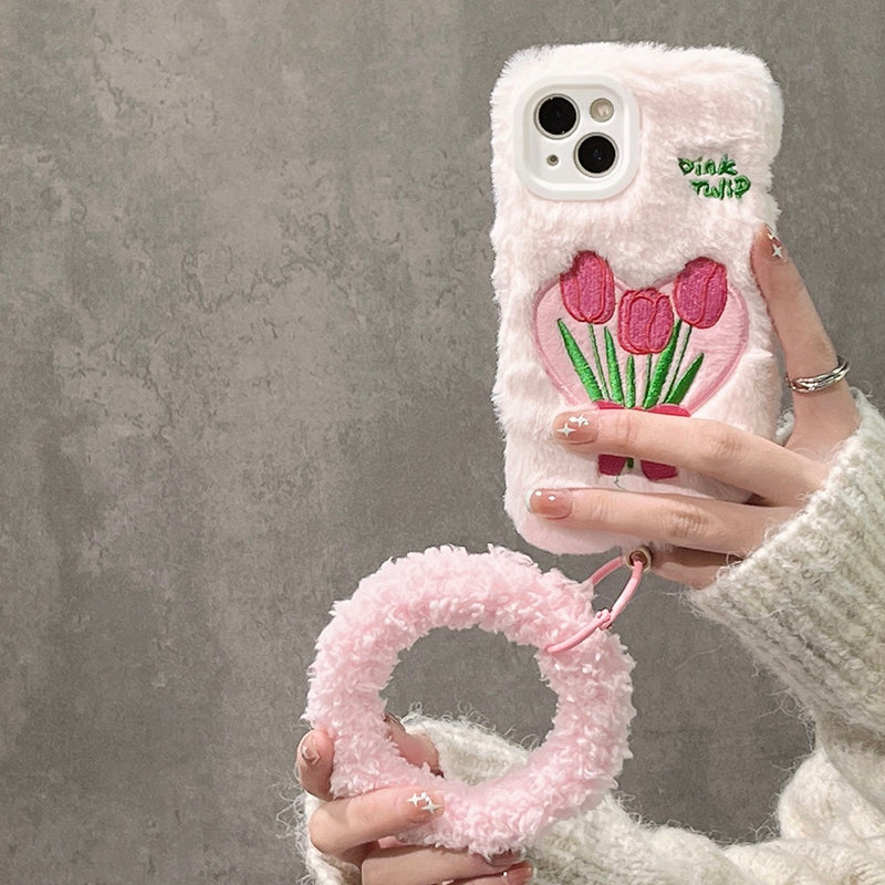 Tulip Fluffy Pink Phone Case MK Kawaii Store