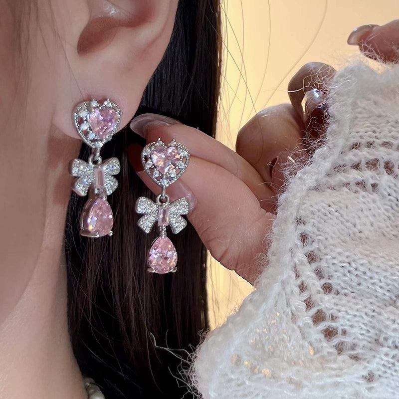 Pink Heart Diamond Earrings - Heartzcore