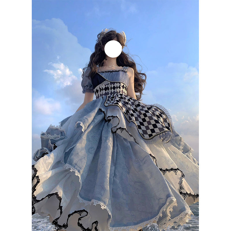 Alice In Wonderland Asymmetrical Retro Lolita Dress ON801 KawaiiMoriStore