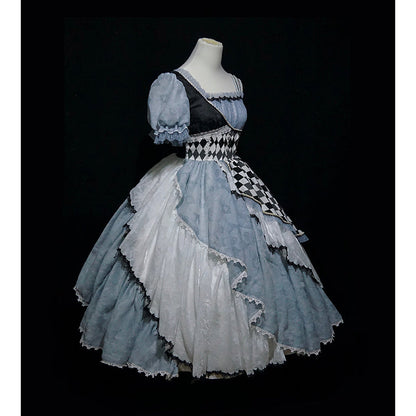 Alice In Wonderland Asymmetrical Retro Lolita Dress ON801 KawaiiMoriStore