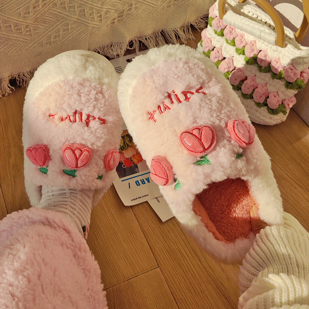 Tulip Fluffy Winter Slippers MK Kawaii Store