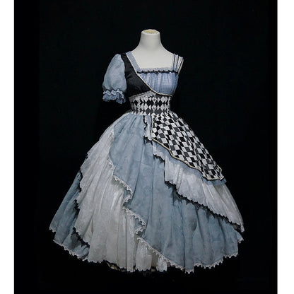 Alice In Wonderland Asymmetrical Retro Lolita Dress ON801 KawaiiMoriStore