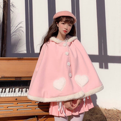 Kawaii Lolita Sweet Red Heart Cape MK Kawaii Store