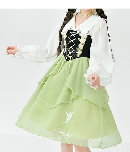 Spring Lovely Flower Girl Green Dress ON622 MK Kawaii Store