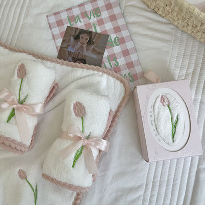 Tulip Embroidery Towel MK Kawaii Store