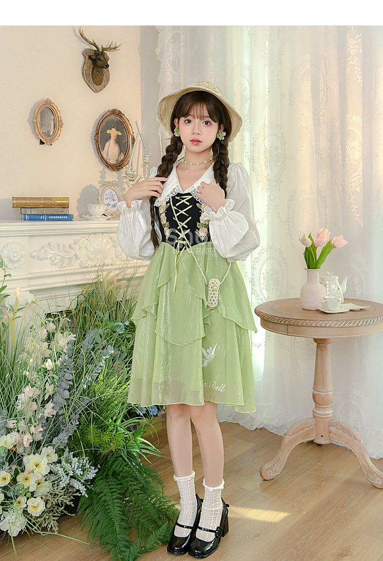 Spring Lovely Flower Girl Green Dress ON622