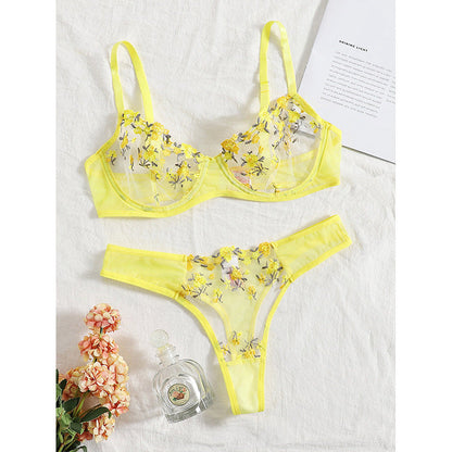 Sweet Yellow Cute Floral Lingerie MK Kawaii Store