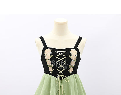 Spring Lovely Flower Girl Green Dress ON622 MK Kawaii Store