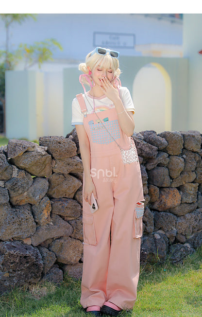 Soft Spring Pink Bears Overalls ON633 ONI