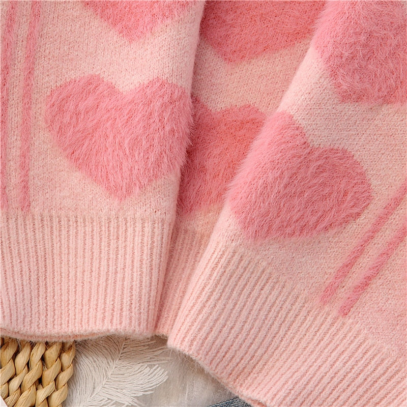 heart print oversized sweater - Cupcake MK Kawaii Store