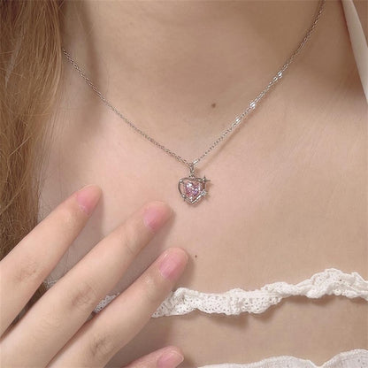 Pink Heart Sparkle Necklace - Cupcake Cupcake