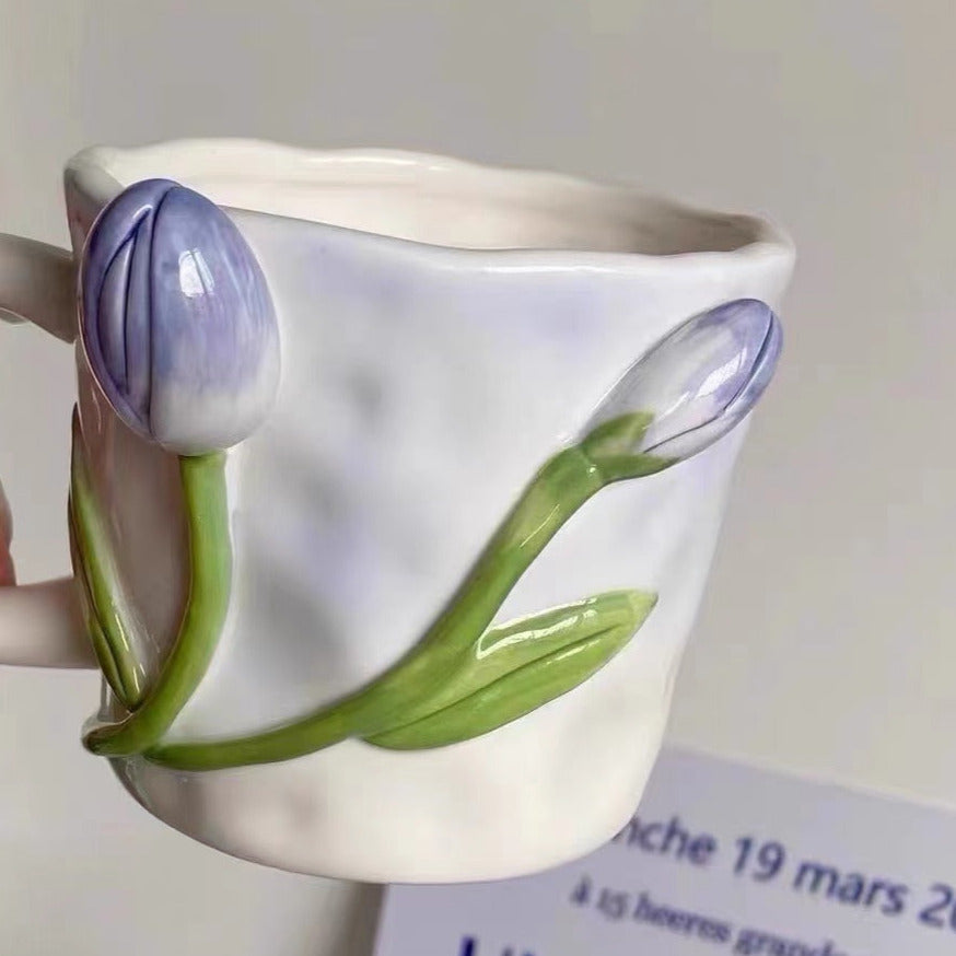 Tuplid Lily Flower Ceramic Mugs Kimi MK Kawaii Store