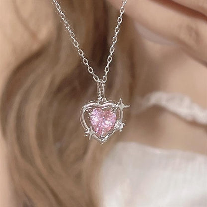 Pink Heart Sparkle Necklace - Cupcake Cupcake