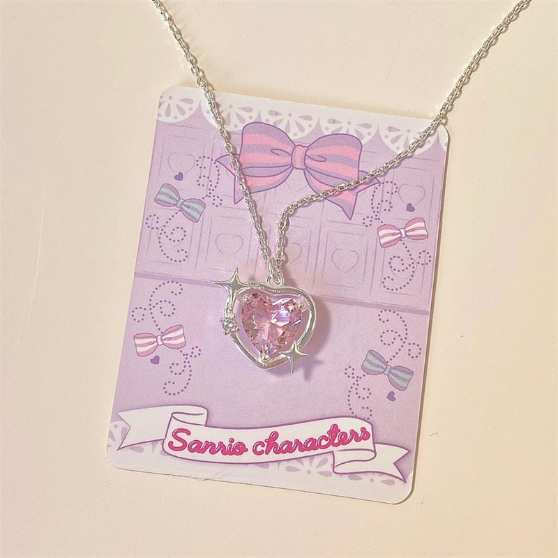 Pink Heart Sparkle Necklace - Cupcake Cupcake