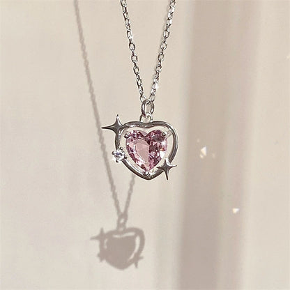 Pink Heart Sparkle Necklace - Cupcake Cupcake