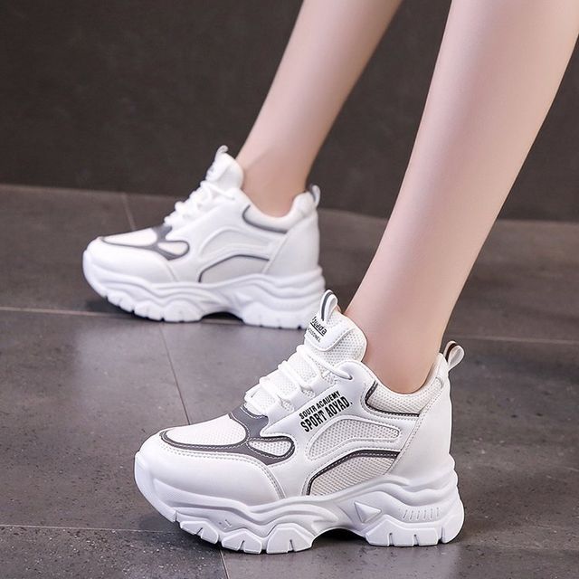 Mesh Panel Hidden-Wedge Platform Sneakers BL14 MK Kawaii Store