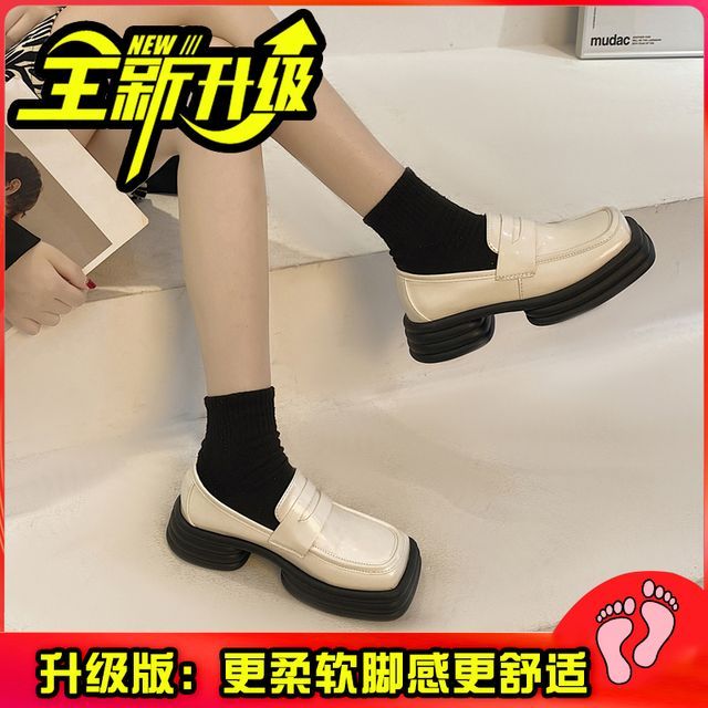 Square-Toe Platform Block Heel Loafers cc35 MK Kawaii Store