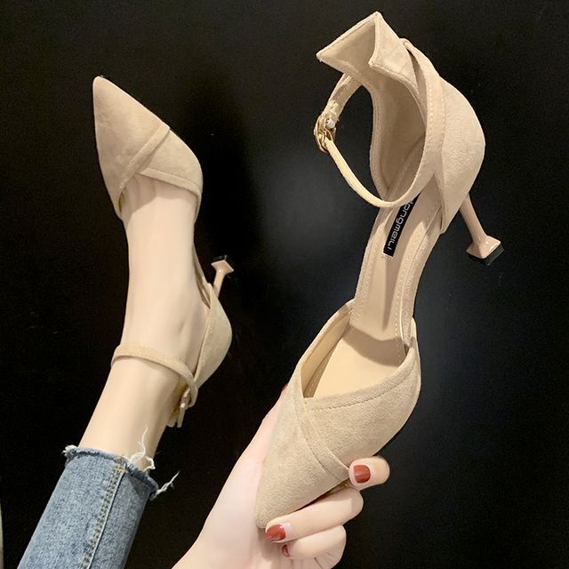 Pointy-Toe Ankle Strap Stiletto Heel Sandals cc22 MK Kawaii Store