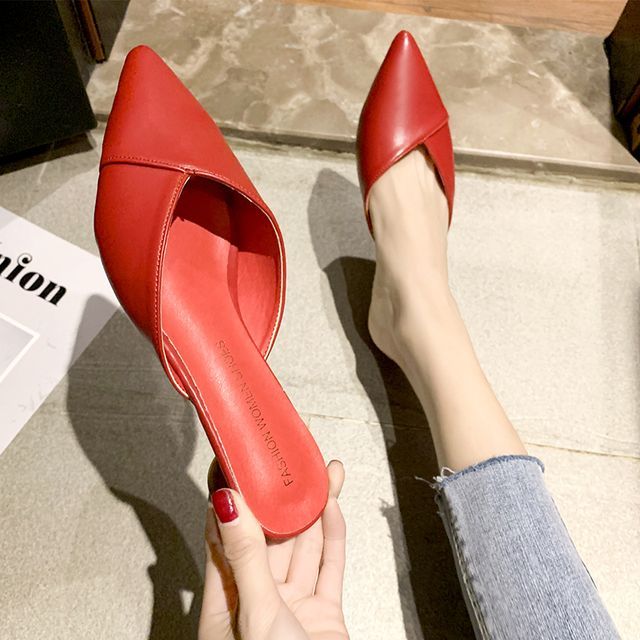 Pointed Low Heel Mules cc8 MK Kawaii Store