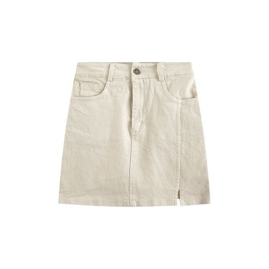 High Rise Denim Mini A-Line Skirt EE1 MK Kawaii Store