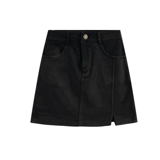 High Rise Denim Mini A-Line Skirt EE1