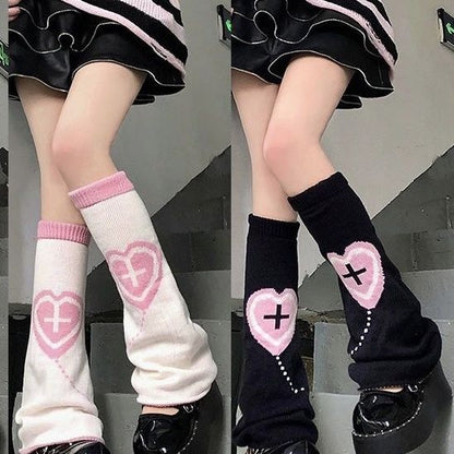 Pinky Goth Cross Girly Socks MK18699 Susan