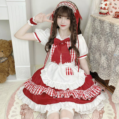 Sweet Red Lolita Cute Princess Maid Dress ON650 MK Kawaii Store