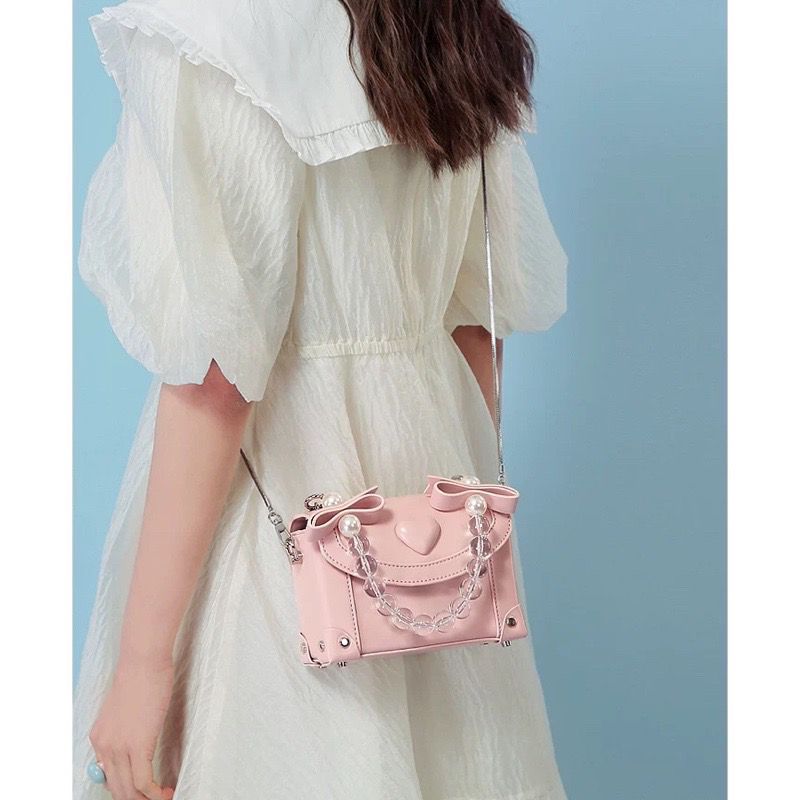 【Pre-sale for 7 Days】Pink Heart Pearl Purse - Kimi