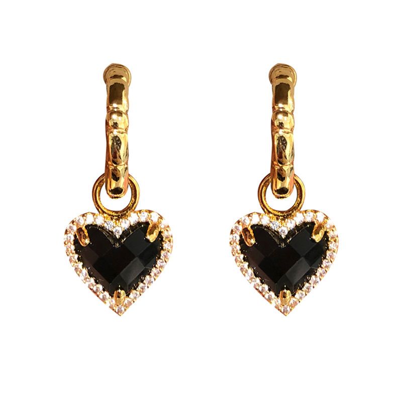 Black Sweet Heart Crystal Earrings MK18907 Susan