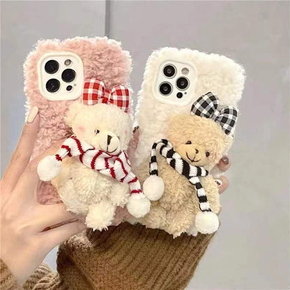 Scarf Bear Fuzzy Phone Case Susan