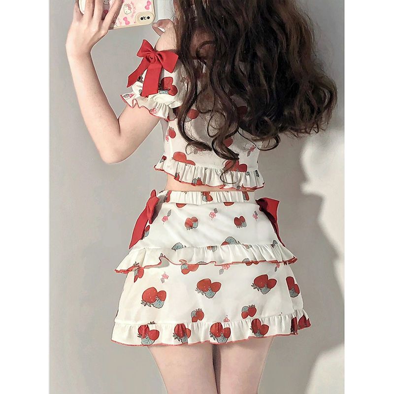 Strawberry Bow Skirt Suit Susan