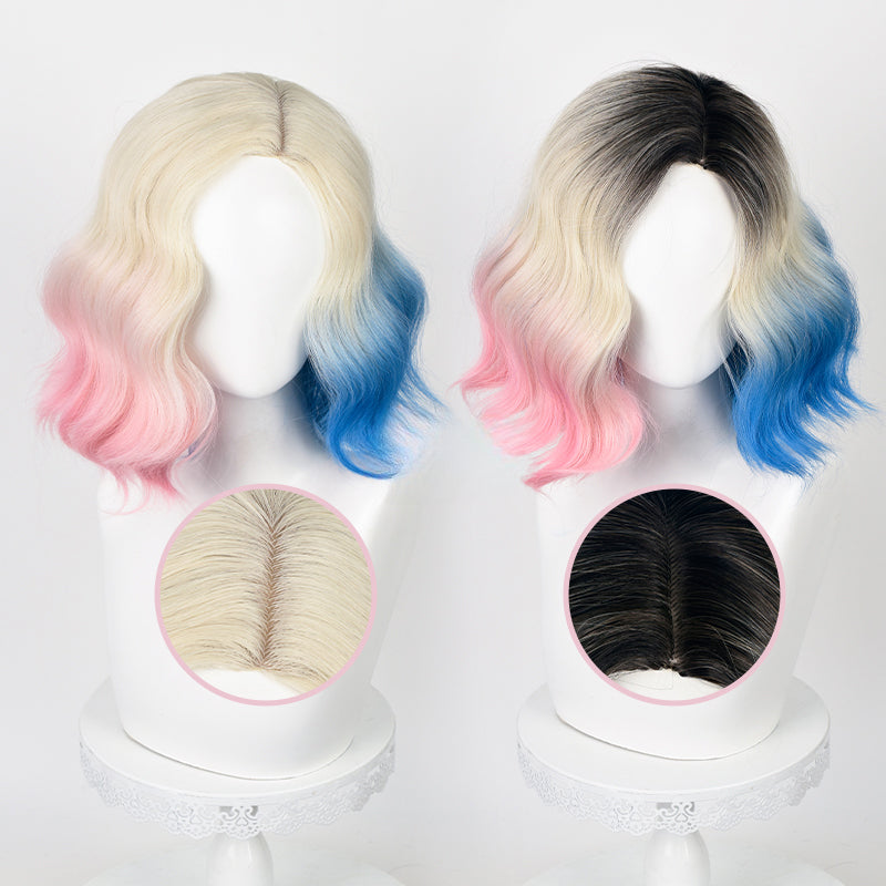 Wednesday Enid Sinclair Blonde Gradient Pink Blue Cosplay Wig ON811 KawaiiMoriStore