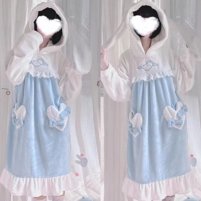 Kawaii White Blue Bunny Pajamas Homewear ON776