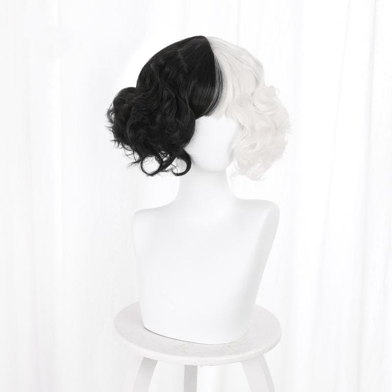 Black White Cruella de Vil Style Fashion eGirl Wig MK16262 - mkkawaiishop