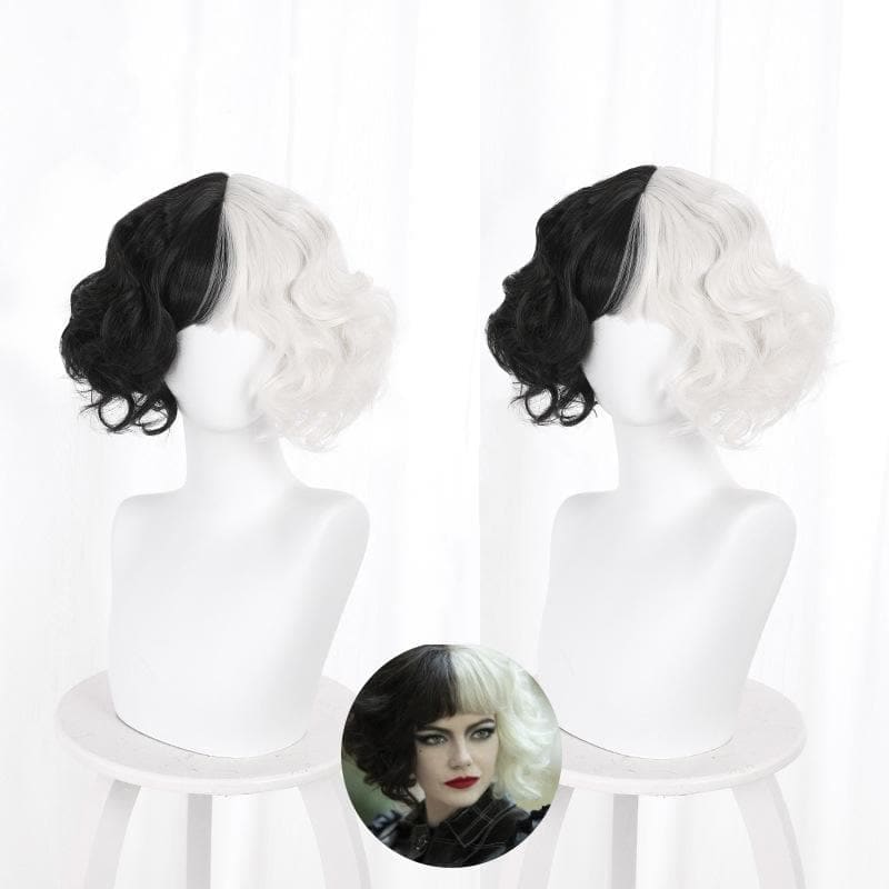 Black White Cruella de Vil Style Fashion eGirl Wig MK16262 - mkkawaiishop
