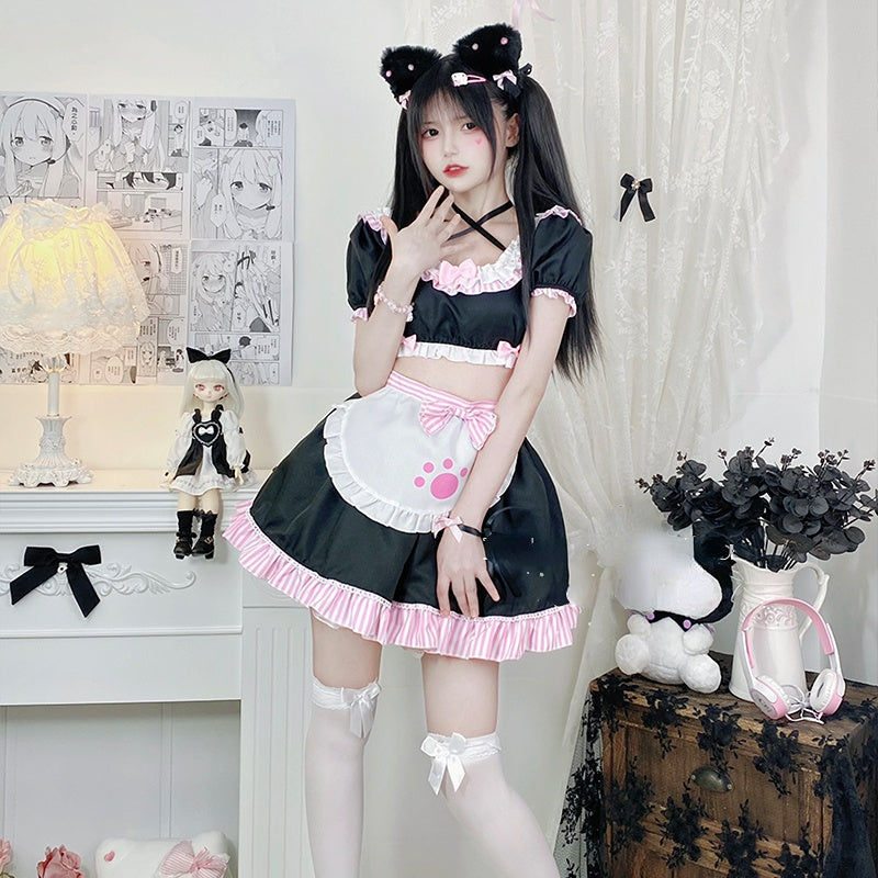 Lovely Sweet Girl Pink Cat Girl Maid Dress ON649