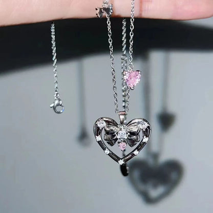 Heart Bow Diamond Necklace Susan